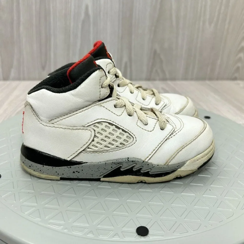 Nike Air Jordan 5 Retro TD White Cement Toddler Sneakers Shoes 440890-104 Sz 8C - Picture 2 of 12